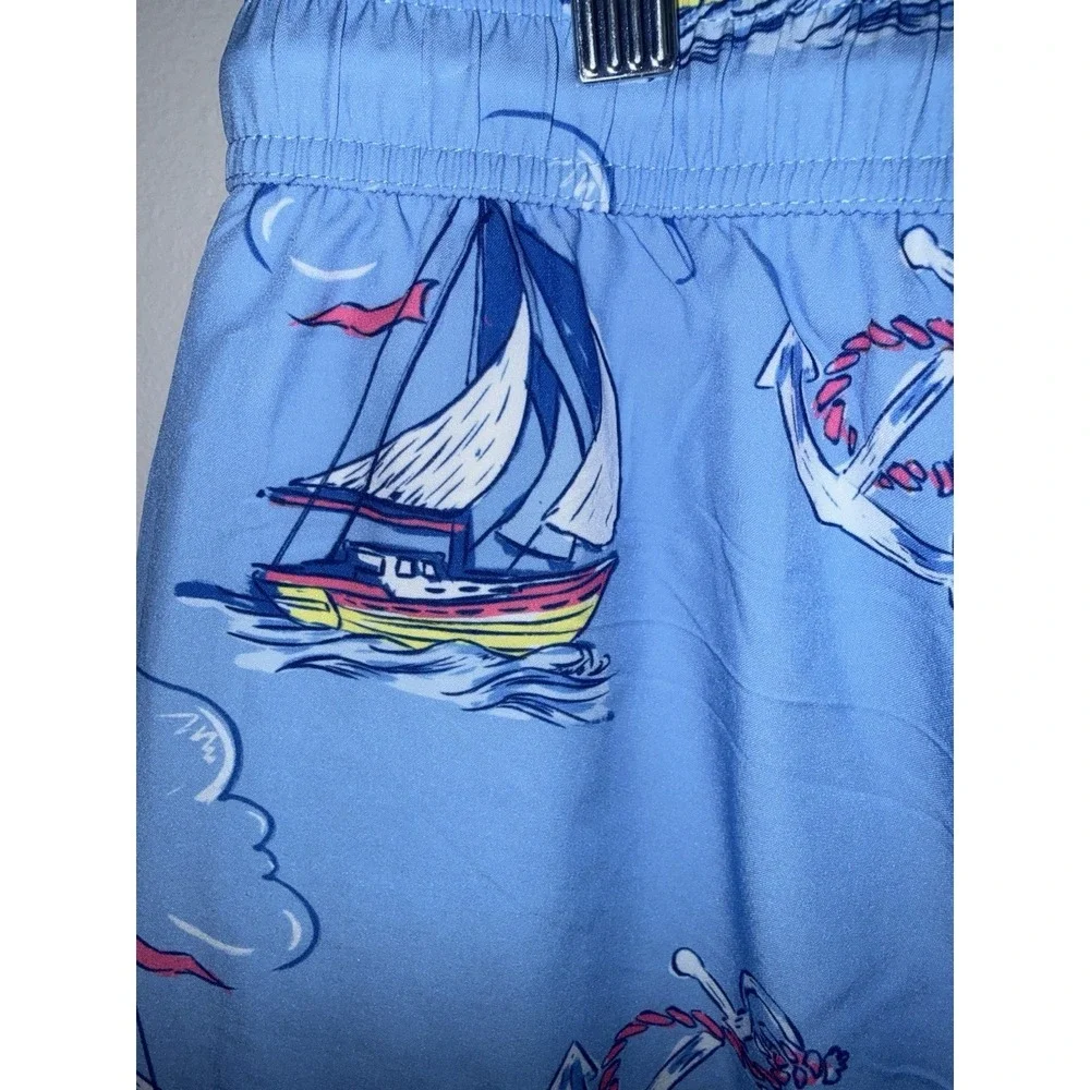 Maagic Men's 7-inch‎ Sailboat Anchor Print Swim Trunks with Mesh Lining Size XL